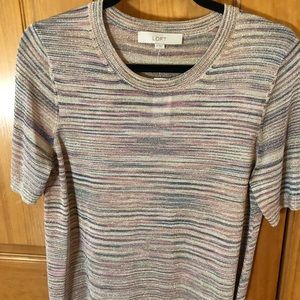 NWT LOFT  Metallic Stripe Sweater